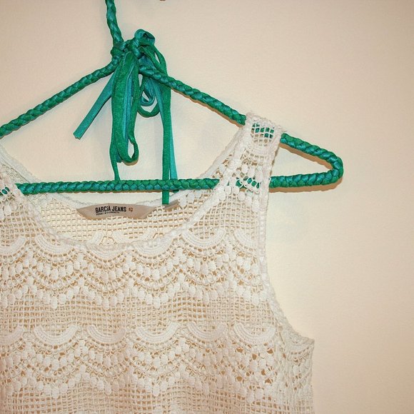 Womens Garcia Jeans Cropped Crocheted Knit Tank Top Size 12 - Picture 2 of 7